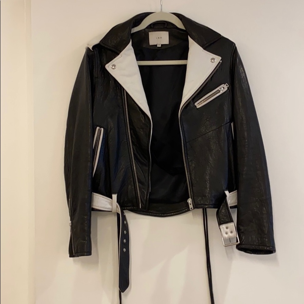 IRO Black and White Leather Jacket